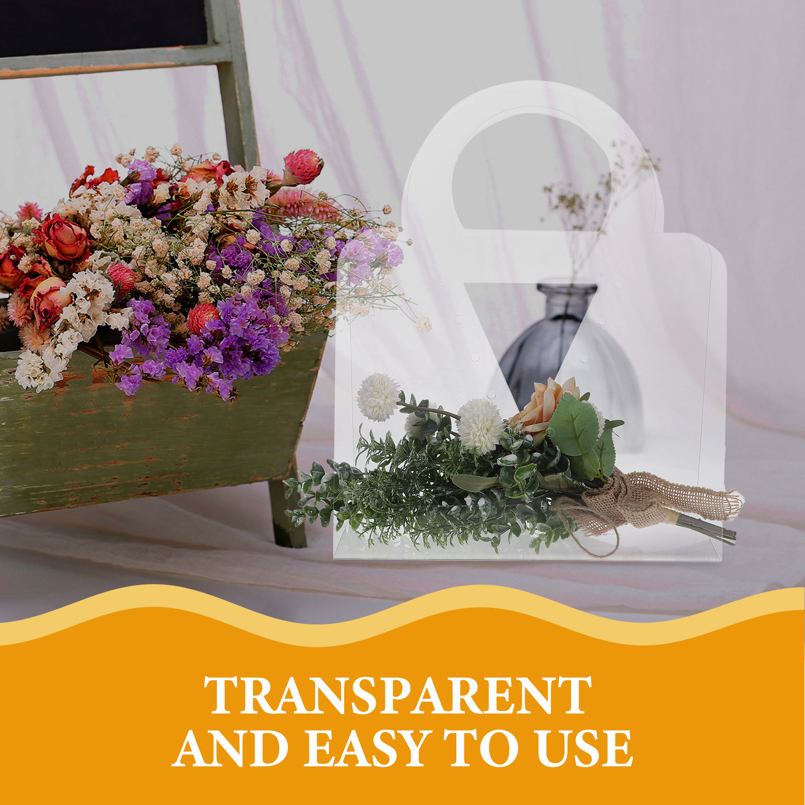 The Florist Supply Shop - 4 Adet Şeffaf Buket Hediye Çantası,